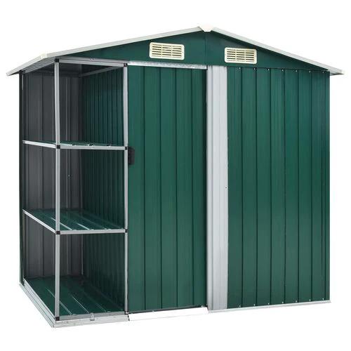 vidaXL vidaXL Garden Shed with Rack Grey 205x130x183 cm Iron - Garden Shed