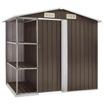 vidaXL vidaXL Garden Shed with Rack Grey 205x130x183 cm Iron - Garden Shed