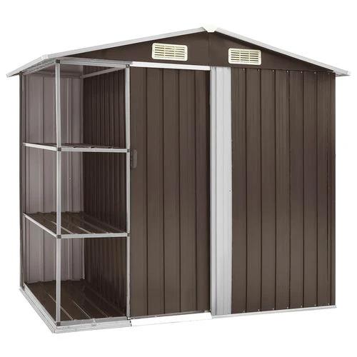 vidaXL vidaXL Garden Shed with Rack Grey 205x130x183 cm Iron - Garden Shed