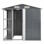 vidaXL vidaXL Garden Shed with Rack Grey 205x130x183 cm Iron - Garden Shed