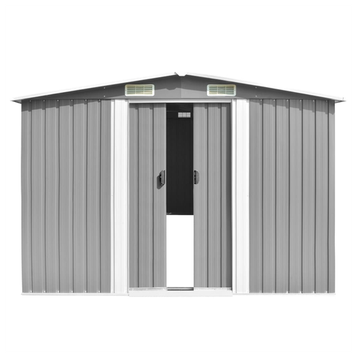 vidaXL Garden Shed Grey 257x990x181 cm Galvanised steel - Garden Shed from vidaXL