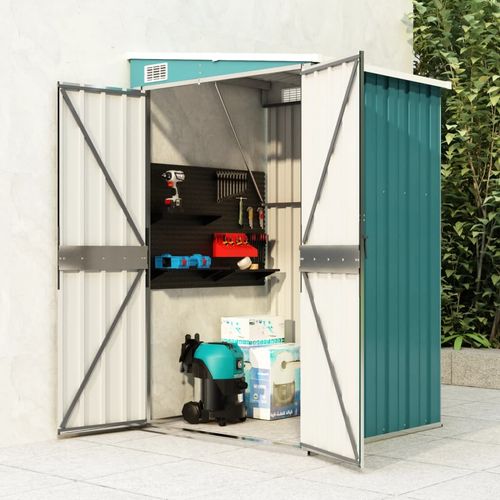 vidaXL Wall-mounted Garden Shed Green 118x100x178 cm Galvanised Steel - Garden Shed from vidaXL