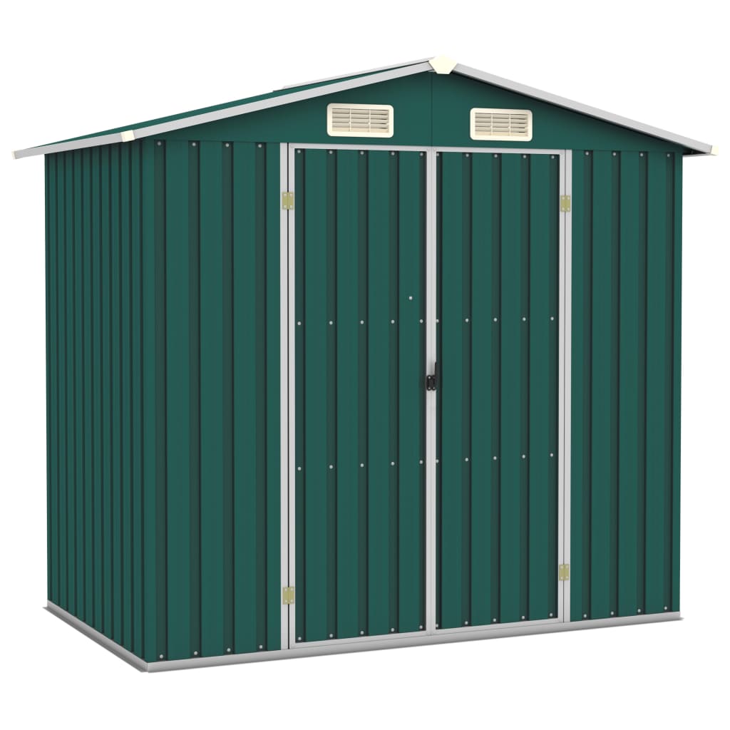 vidaXL Garden Shed Green 205x129x183 cm Galvanised Steel - Garden Shed from vidaXL
