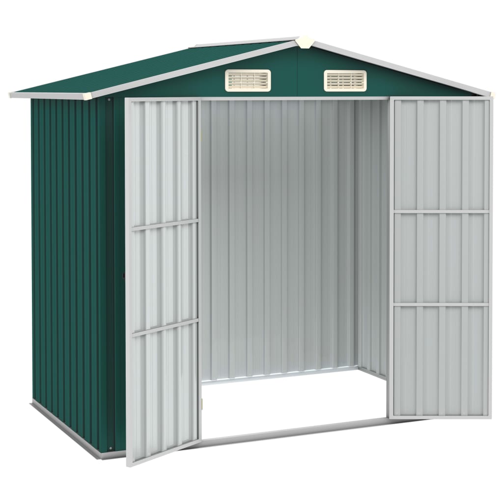 vidaXL Garden Shed Green 205x129x183 cm Galvanised Steel - Garden Shed from vidaXL
