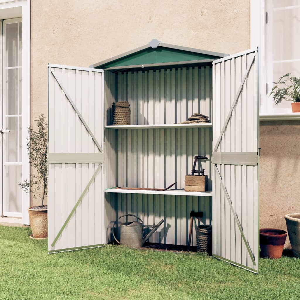 vidaXL Garden Shed Green 116x45x175 cm Galvanised Steel - Garden Shed from vidaXL