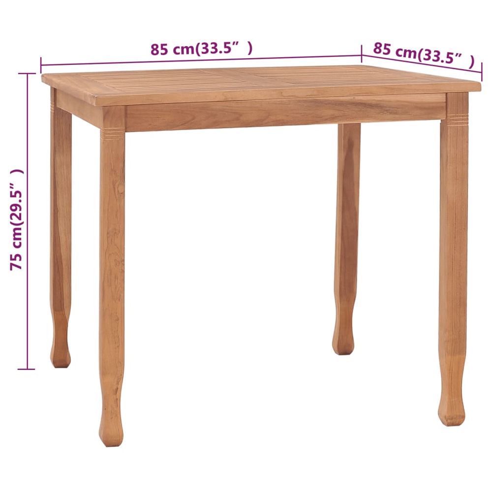 Garden Dining Table vidaXL 85x85x75 cm Solid Teak Wood - Garden Table from vidaXL
