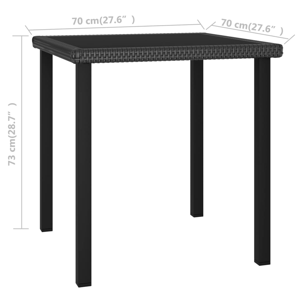Garden Dining Table Black vidaXL 70x70x73 cm Poly Rattan - Garden Table from vidaXL