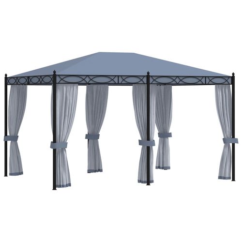 vidaXL Gazebo with Mesh Screens 3x4 m Anthracite Steel - Gazebos from vidaXL