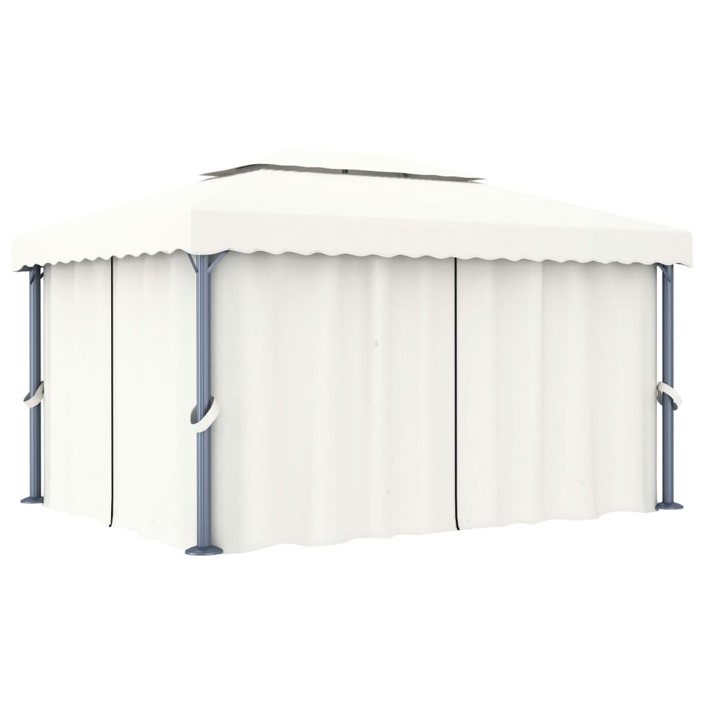 vidaXL Gazebo with Curtain 4x3 m Cream White Aluminium - Gazebos from vidaXL