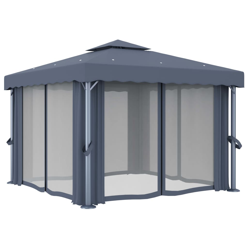vidaXL Gazebo with Curtain 4x3 m Cream White Aluminium - Gazebos from vidaXL