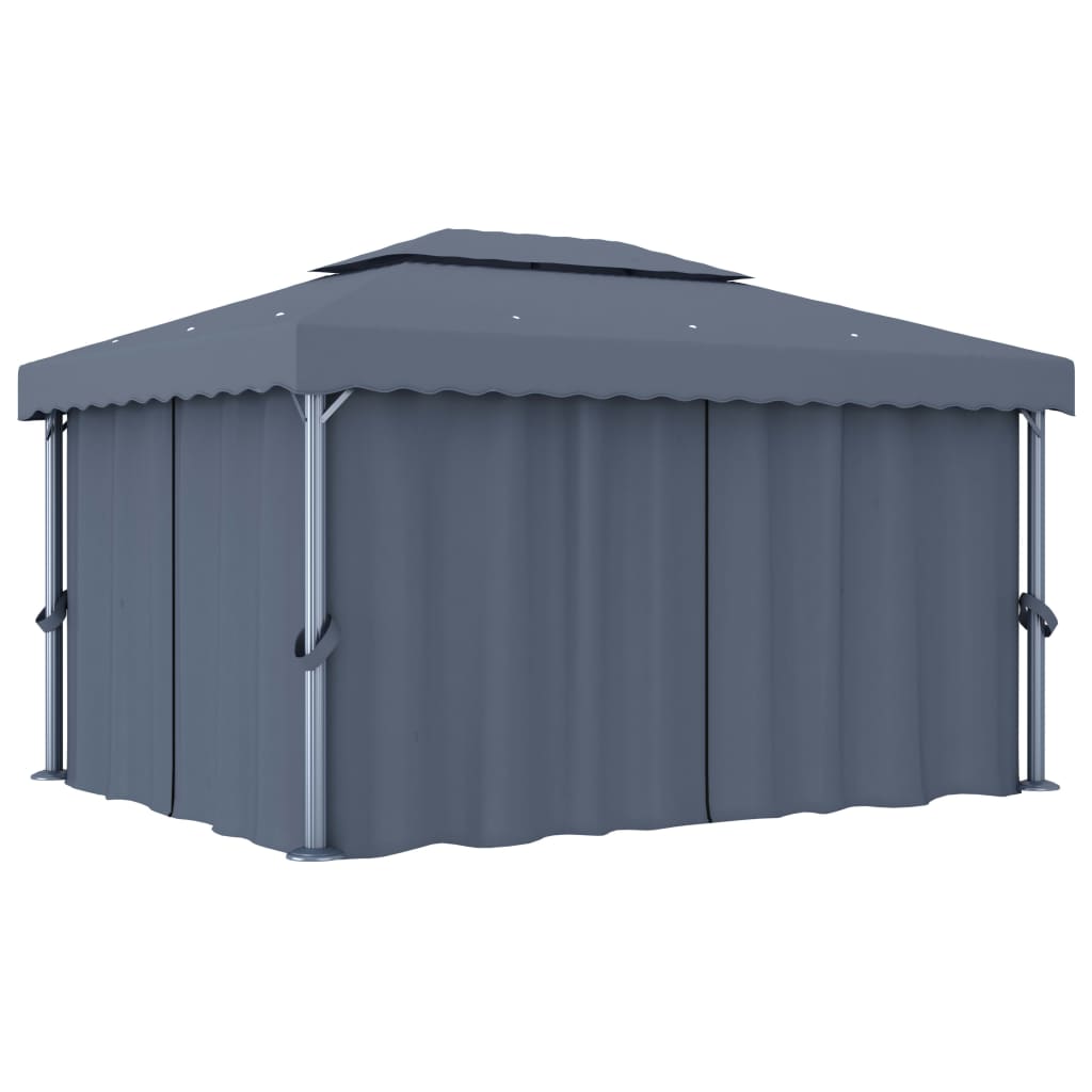 vidaXL Gazebo with Curtain 4x3 m Cream White Aluminium - Gazebos from vidaXL