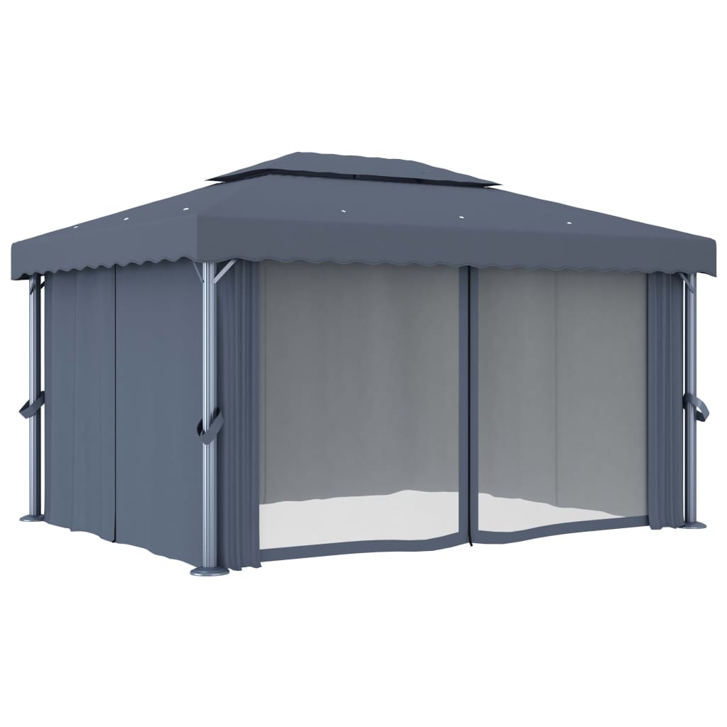vidaXL Gazebo with Curtain 4x3 m Cream White Aluminium - Gazebos from vidaXL