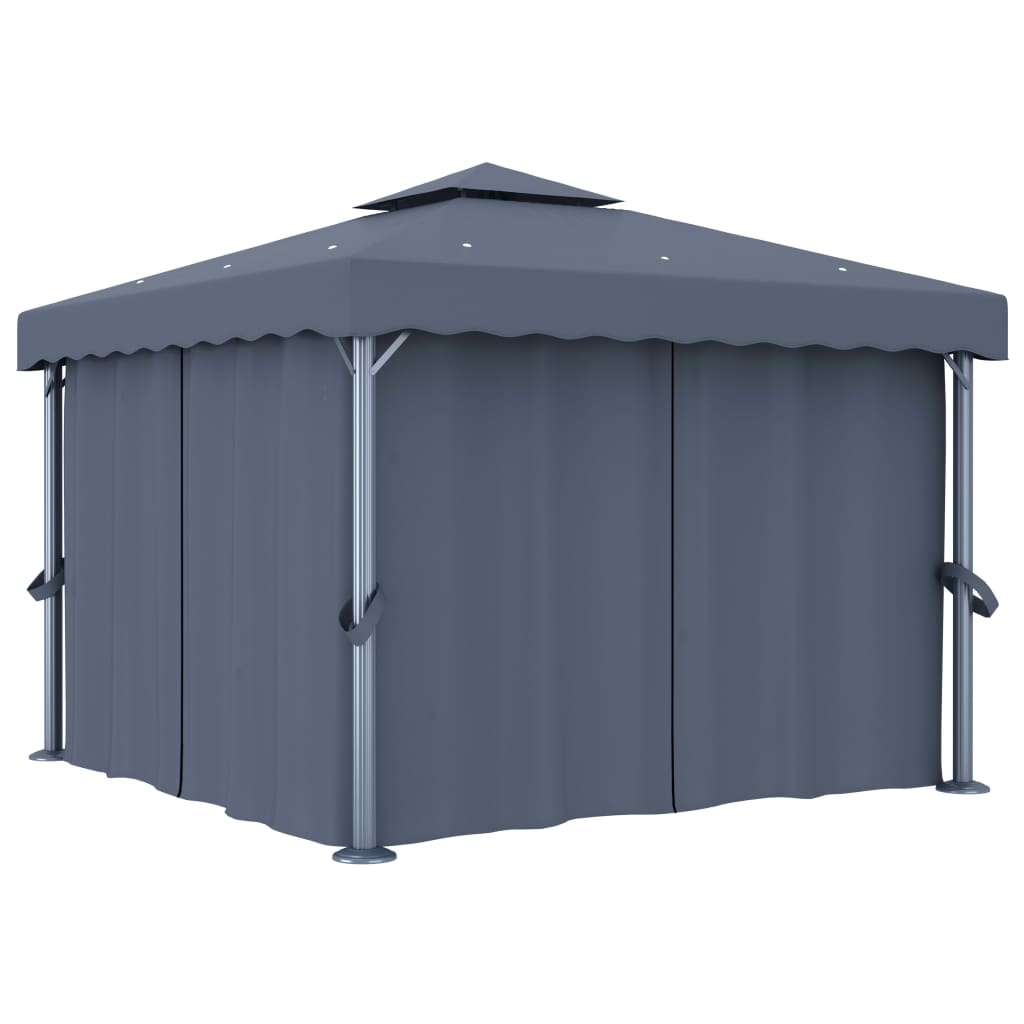 vidaXL Gazebo with Curtain 4x3 m Cream White Aluminium - Gazebos from vidaXL