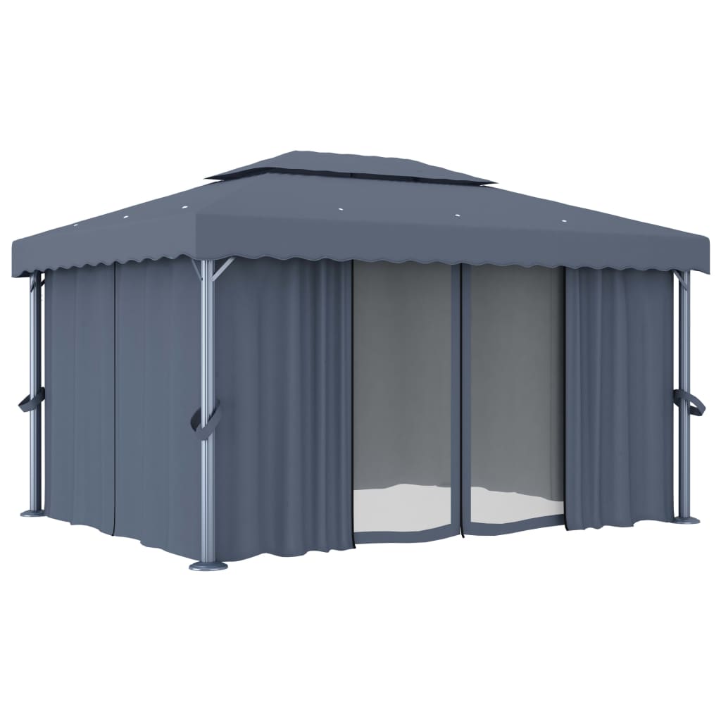 vidaXL Gazebo with Curtain 4x3 m Cream White Aluminium - Gazebos from vidaXL