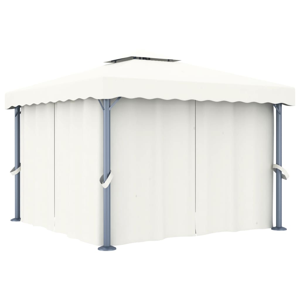 vidaXL Gazebo with Curtain 4x3 m Cream White Aluminium - Gazebos from vidaXL