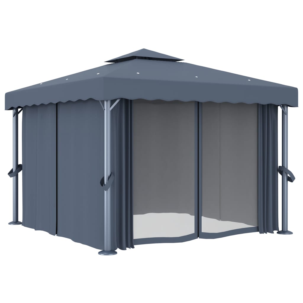 vidaXL Gazebo with Curtain 4x3 m Cream White Aluminium - Gazebos from vidaXL