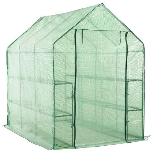 Walk-in Greenhouse with 12 Shelves Steel 143x214x196 cm by vidaXL