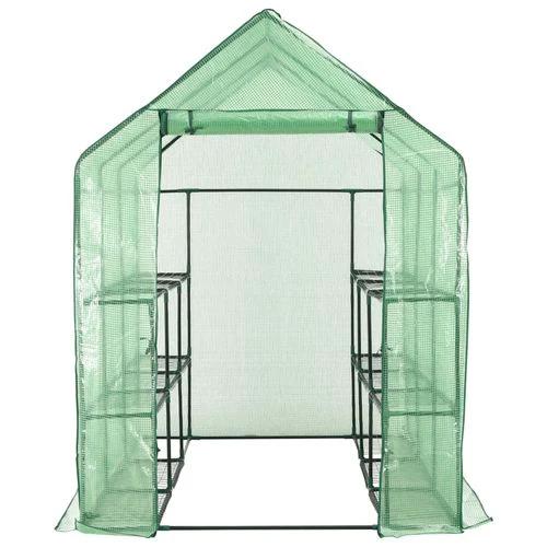 Walk-in Greenhouse with 12 Shelves Steel 143x214x196 cm by vidaXL