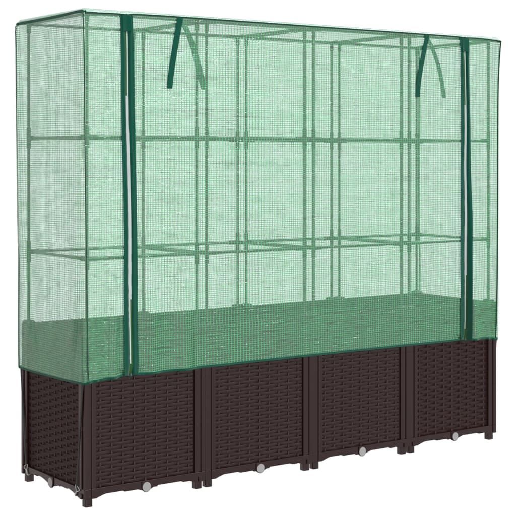 vidaXL Raised Bed with Greenhouse Cover Rattan Look 160x40x153 cm - Greenhouse from vidaXL