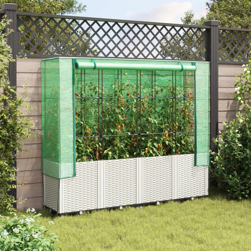 vidaXL Raised Bed with Greenhouse Cover Rattan Look 160x40x153 cm - Greenhouse from vidaXL