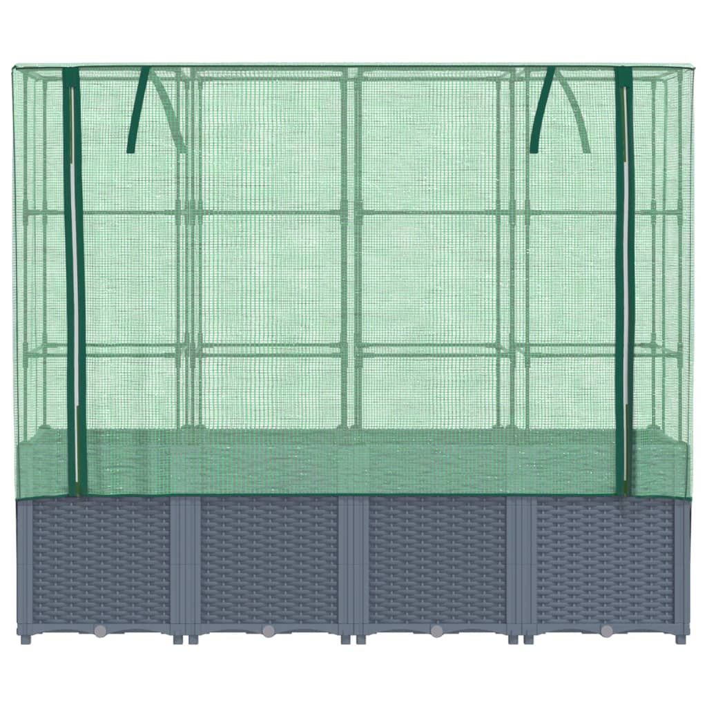 vidaXL Raised Bed with Greenhouse Cover Rattan Look 160x40x153 cm - Greenhouse from vidaXL