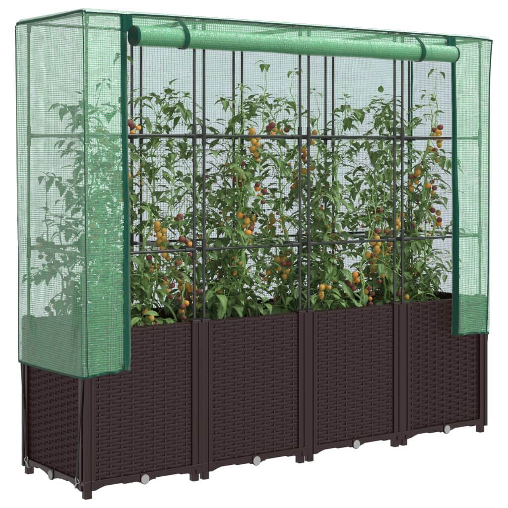 vidaXL Raised Bed with Greenhouse Cover Rattan Look 160x40x153 cm - Greenhouse from vidaXL