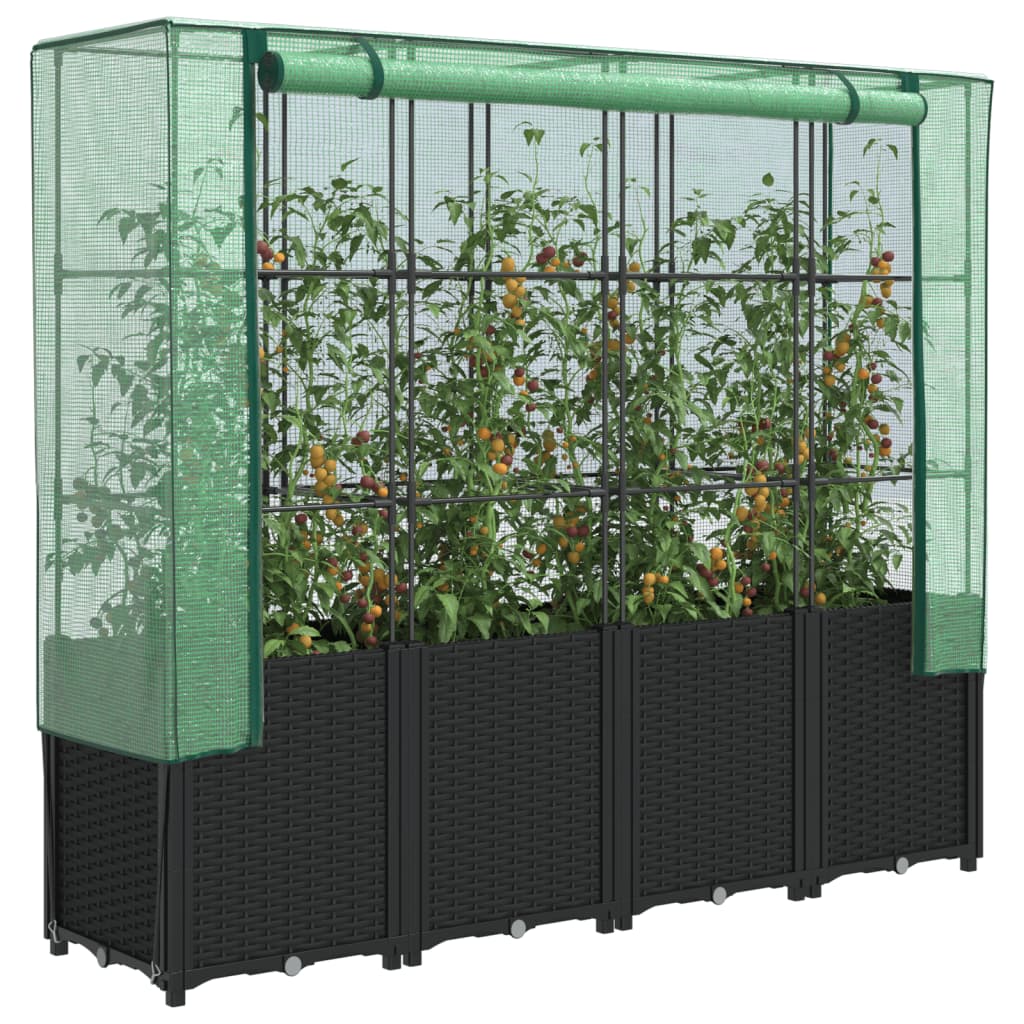 vidaXL Raised Bed with Greenhouse Cover Rattan Look 160x40x153 cm - Greenhouse from vidaXL