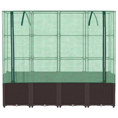 vidaXL Raised Bed with Greenhouse Cover Rattan Look 160x40x153 cm - Greenhouse from vidaXL