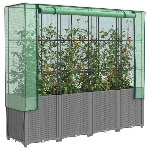 vidaXL Raised Bed with Greenhouse Cover Rattan Look 160x40x153 cm - Greenhouse from vidaXL