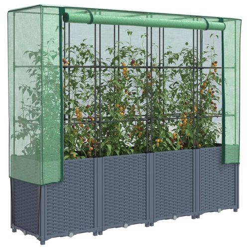 vidaXL Raised Bed with Greenhouse Cover Rattan Look 160x40x153 cm - Greenhouse from vidaXL