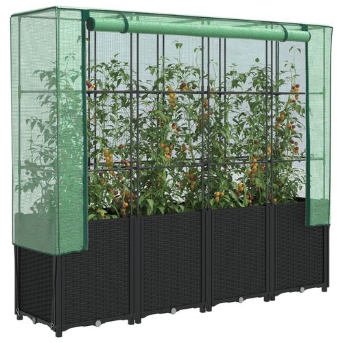 vidaXL Raised Bed with Greenhouse Cover Rattan Look 160x40x153 cm - Greenhouse from vidaXL