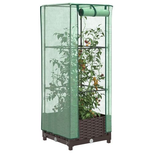 vidaXL Raised Bed with Greenhouse Cover Rattan Look 40x40x123 cm - Greenhouse from vidaXL
