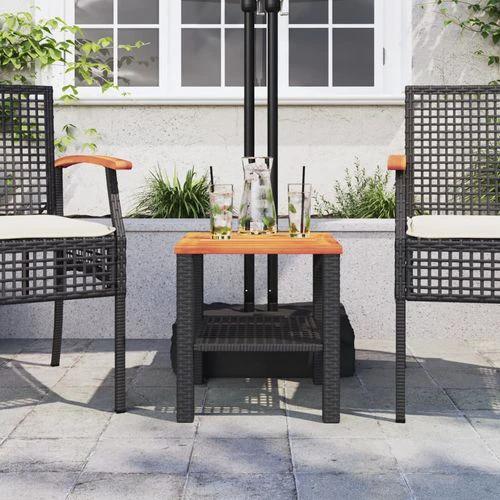 vidaXL vidaXL Garden Table Black 80x80x75 cm Poly Rattan Acacia Wood -