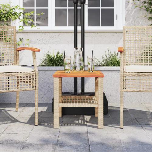 vidaXL vidaXL Garden Table Black 80x80x75 cm Poly Rattan Acacia Wood -