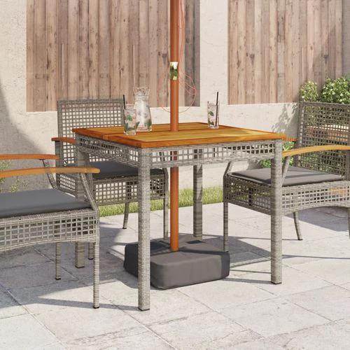 vidaXL vidaXL Garden Table Black 80x80x75 cm Poly Rattan Acacia Wood -