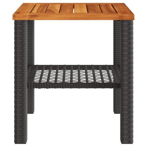 vidaXL Garden Table Black 80x80x75 cm Poly Rattan Acacia Wood by vidaXL