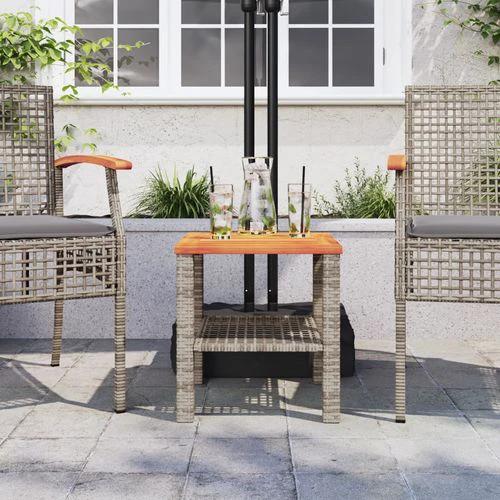 vidaXL Garden Table Black 80x80x75 cm Poly Rattan Acacia Wood by vidaXL