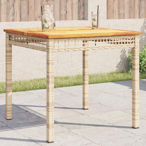 vidaXL Garden Table Black 80x80x75 cm Poly Rattan Acacia Wood by vidaXL