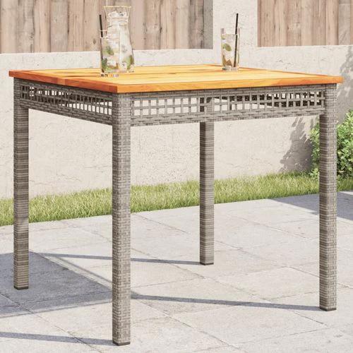 vidaXL vidaXL Garden Table Black 80x80x75 cm Poly Rattan Acacia Wood -