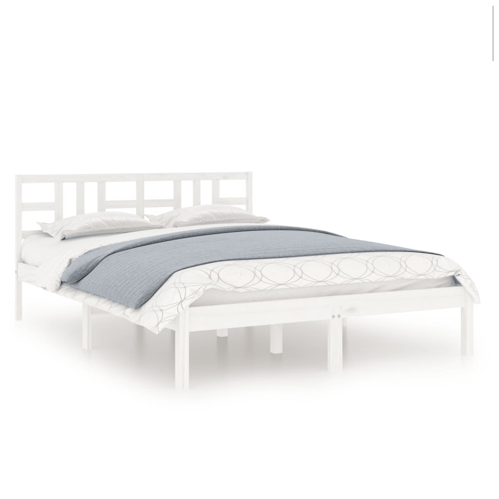 Bed Frame White Solid Wood 150x200 cm vidaXL King Size - King Size from vidaXL