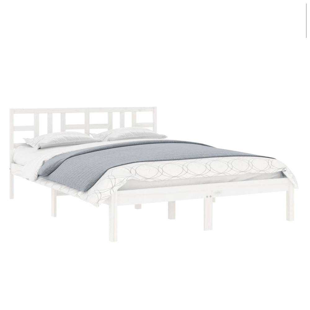 Bed Frame White Solid Wood 150x200 cm vidaXL King Size - King Size from vidaXL