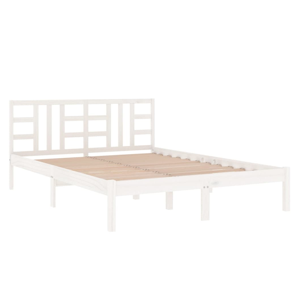 Bed Frame White Solid Wood 150x200 cm vidaXL King Size - King Size from vidaXL