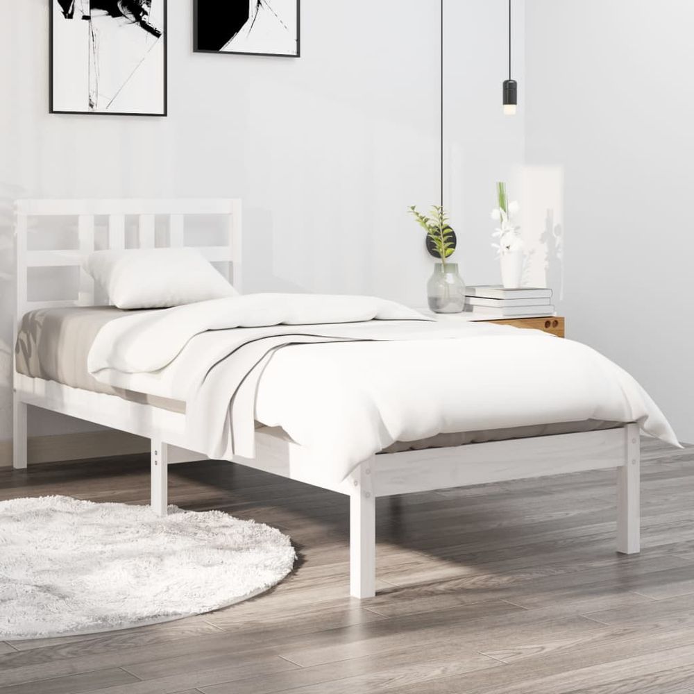 Bed Frame White Solid Wood 150x200 cm vidaXL King Size - King Size from vidaXL