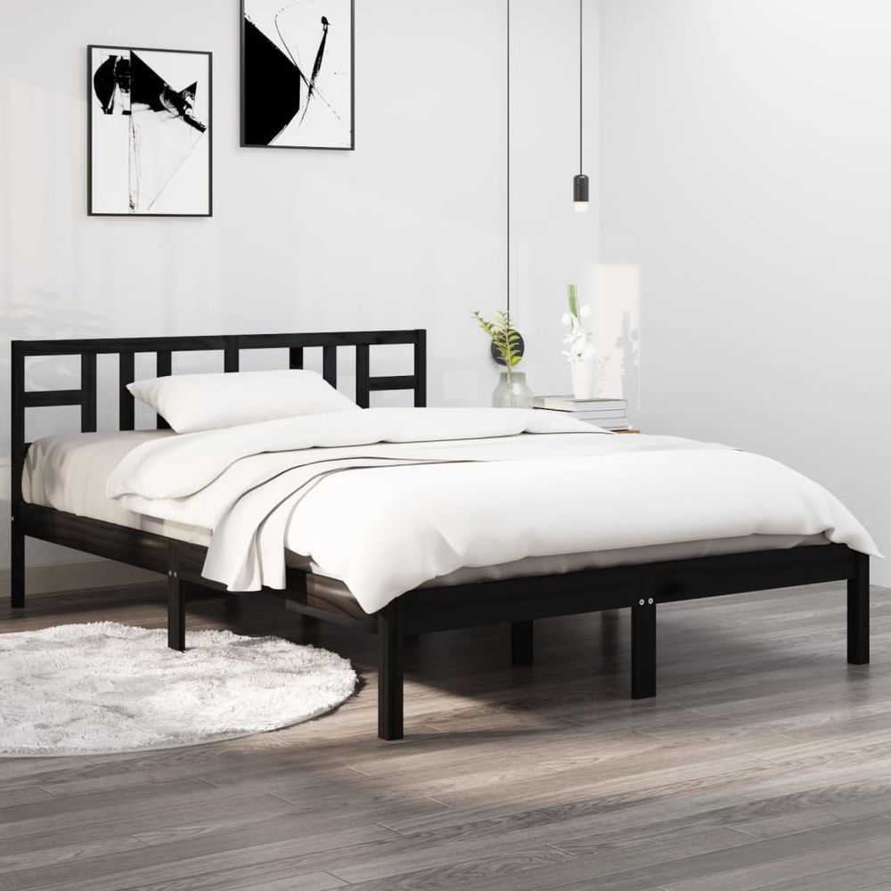 Bed Frame White Solid Wood 150x200 cm vidaXL King Size - King Size from vidaXL