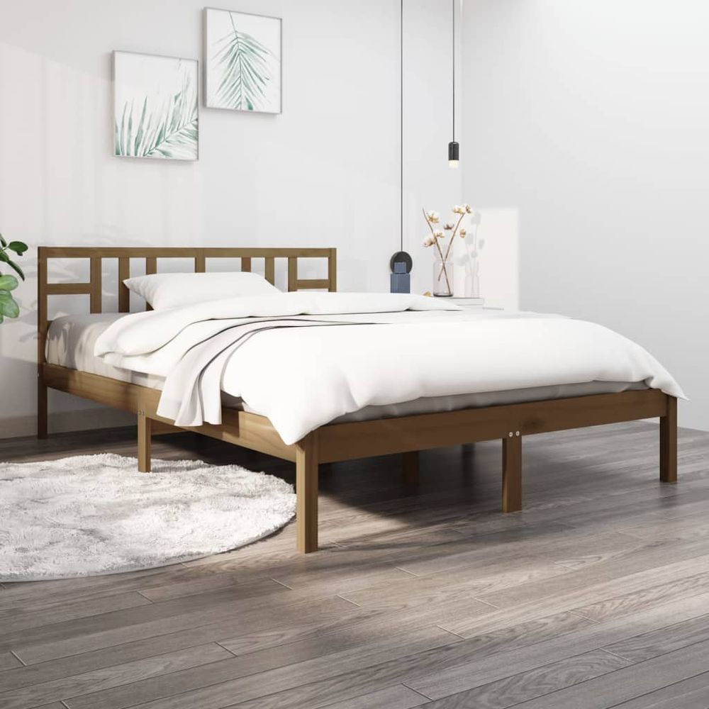 Bed Frame White Solid Wood 150x200 cm vidaXL King Size - King Size from vidaXL