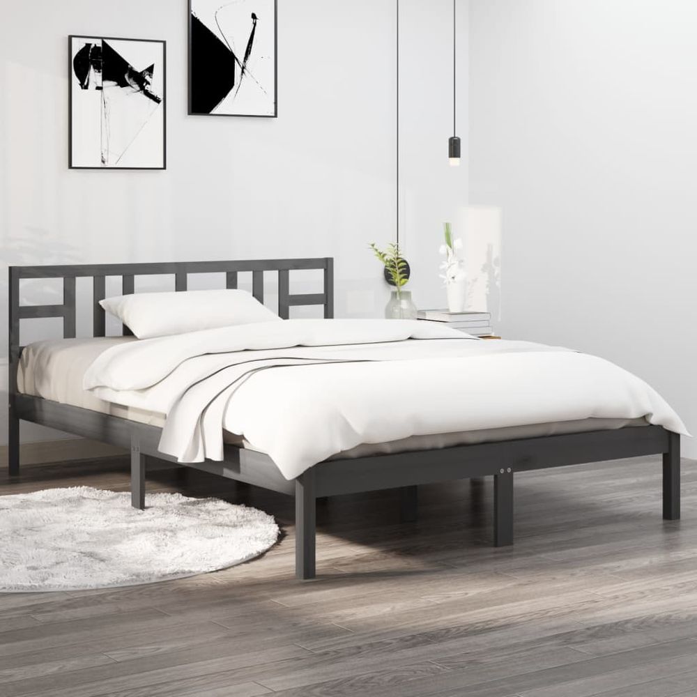 Bed Frame White Solid Wood 150x200 cm vidaXL King Size - King Size from vidaXL