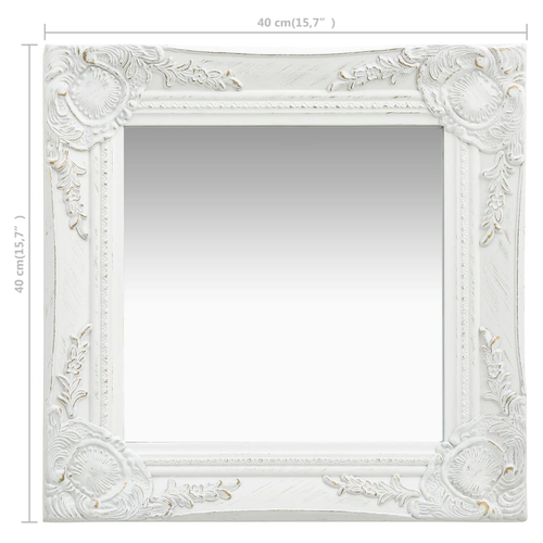 vidaXL Wall Mirror Baroque Style 40x40 cm White - Mirror from vidaXL