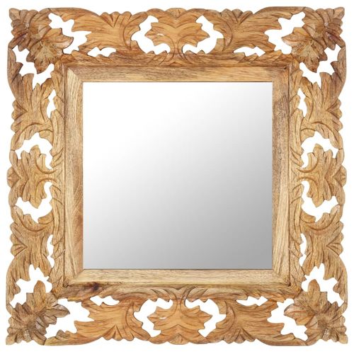 vidaXL Hand Carved Mirror Brown 50x50 cm Solid Mango Wood - Mirror from vidaXL