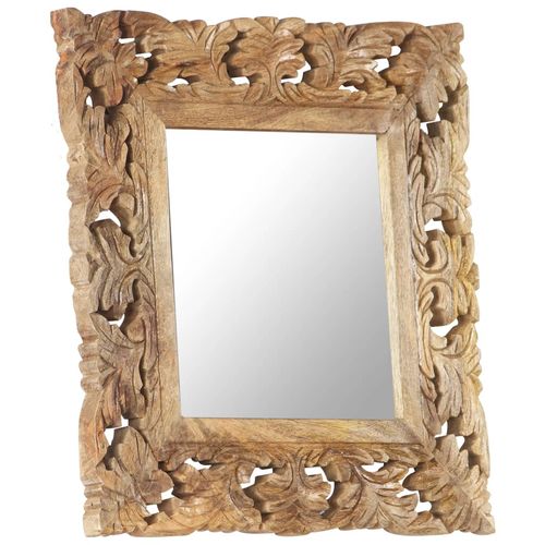 vidaXL Hand Carved Mirror Brown 50x50 cm Solid Mango Wood - Mirror from vidaXL
