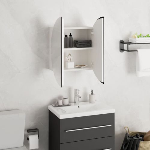 vidaXL Bathroom Cabinet with Round Mirror&LED White 40x40x17.5 cm - Mirror from vidaXL